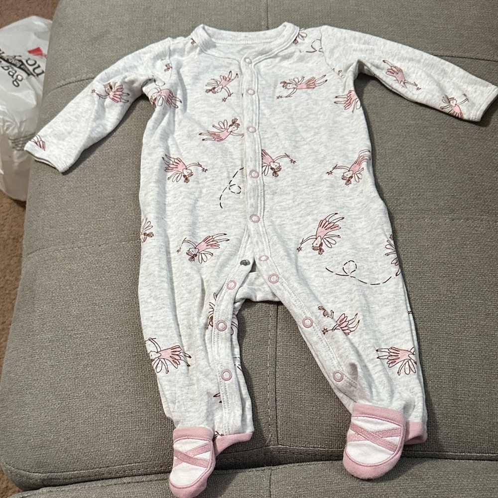 Carter's Gray and Pink Floral Footie